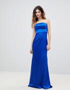 Bariano Bandeau Satin Maxi Dress - Blue