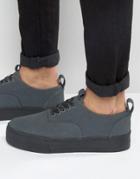 Asos Sneakers In Gray Faux Suede With Chunky Sole - Gray