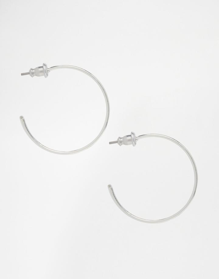Asos Fine Hoop Bar Earrings - Silver