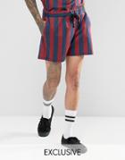 Reclaimed Vintage Inspired Shorts In Stripe - Red