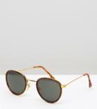Reclaimed Vintage Inspired Round Sunglasses With Gold Frame Tortoiseshell - Brown