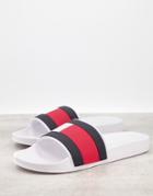 Tommy Hilfiger Slides With Flag Logo In White