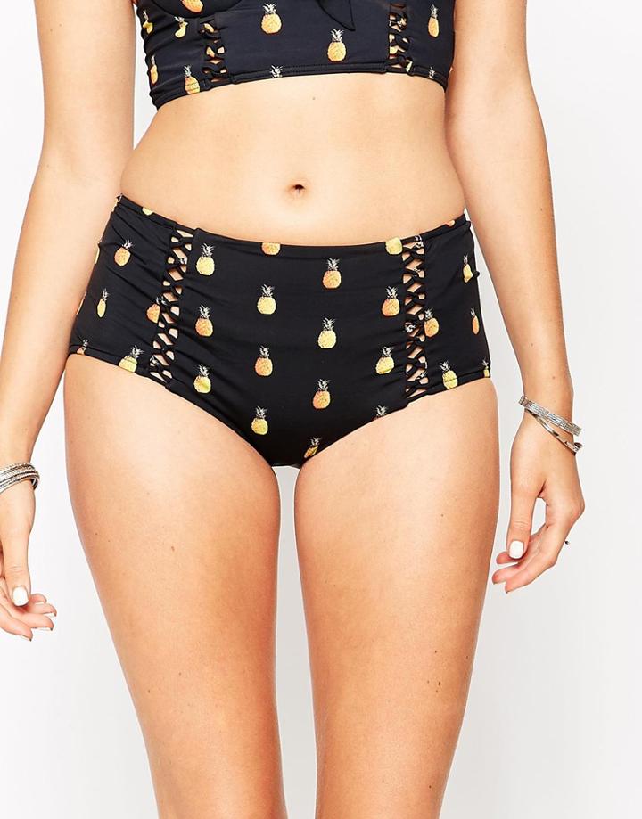 Seafolly Pineapple High Waisted Bikini Bottoms - Black