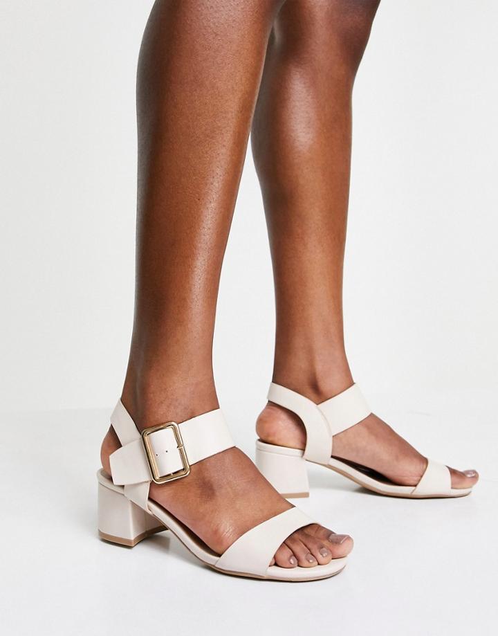 Qupid Mid Block Heel Sandals In Beige-neutral