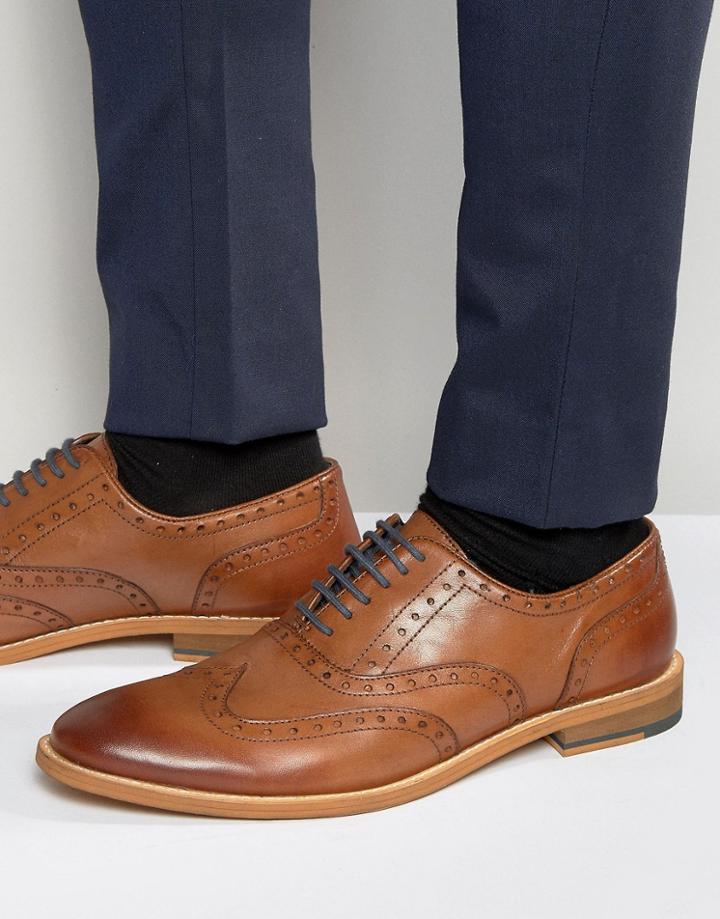 Dune Oxford Wing Tip Brogues Tan Leather - Tan
