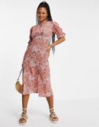 Influence Midi Tea Dress In Ditsy Floral Print-multi