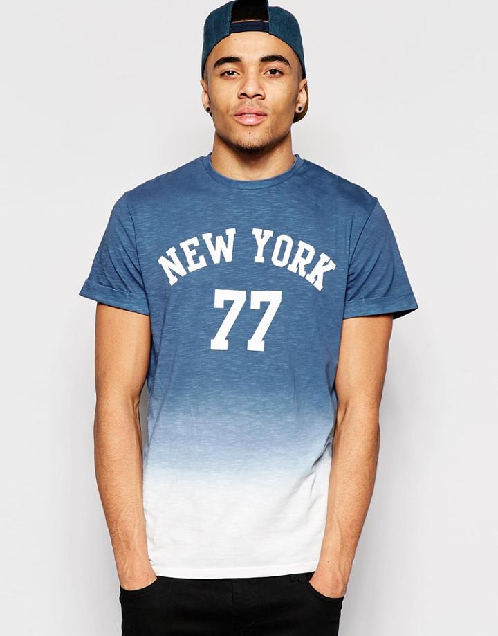 Threadbare New York Fade Out T-shirt - Navy