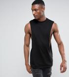 Asos Design Tall Longline Sleeveless T-shirt With Extreme Dropped Armhole In Black - Black