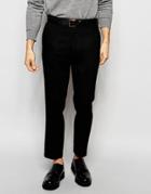 Asos Slim Smart Cropped Pants In Wool Mix - Black