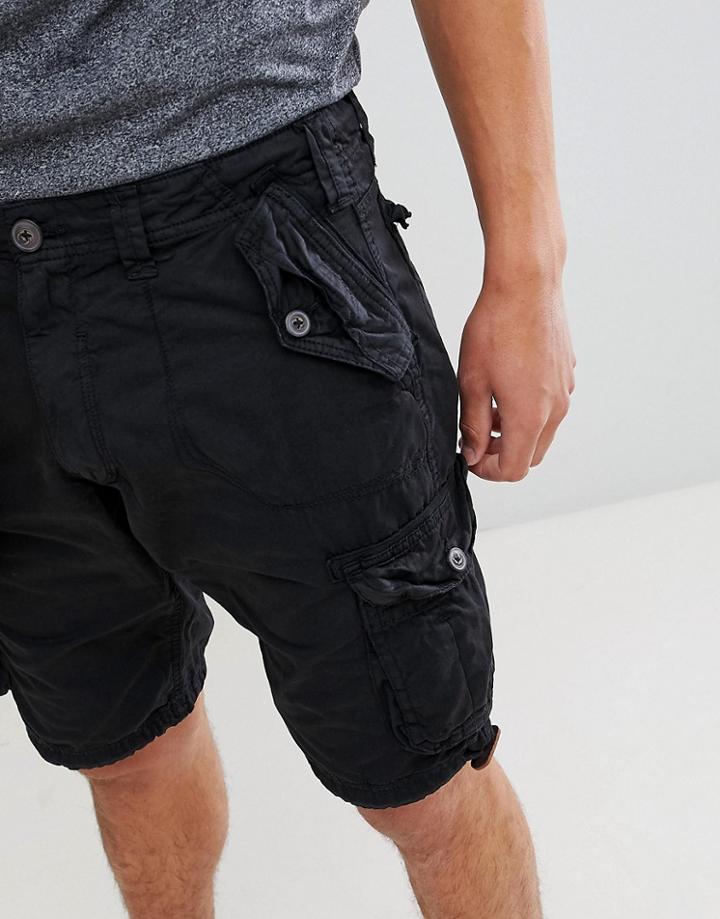 Brave Soul Basic Cargo Shorts - Black