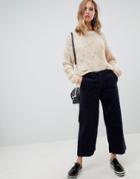 Only Cord Wide Leg Pants-navy