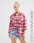 Asos Curve Boyfriend Shirt In Summer Check - Multi