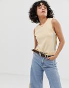 Wild Honey Knitted Tank Top With Side Stripe-yellow