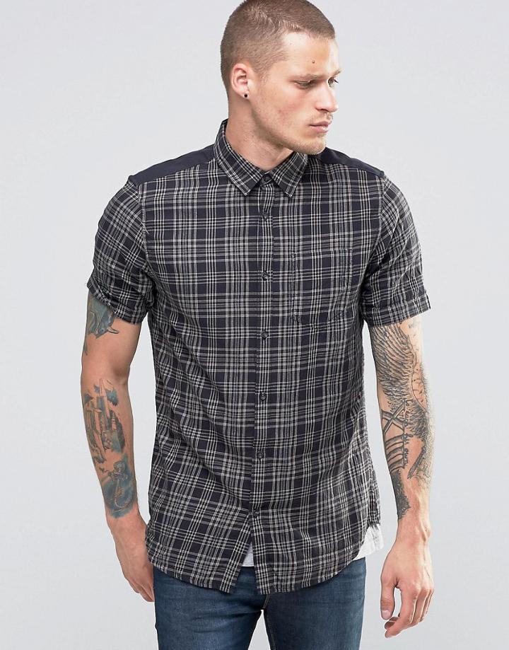 New Look Check Shirt In Gray & Black In Regular Fit - Black