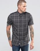 New Look Check Shirt In Gray & Black In Regular Fit - Black