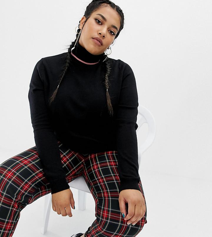 Collusion Plus Roll Neck Sweater - Black