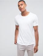Esprit Longline T-shirt With Roll Sleeve - White