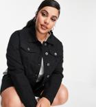 Yours Distressed Denim Jacket In Black