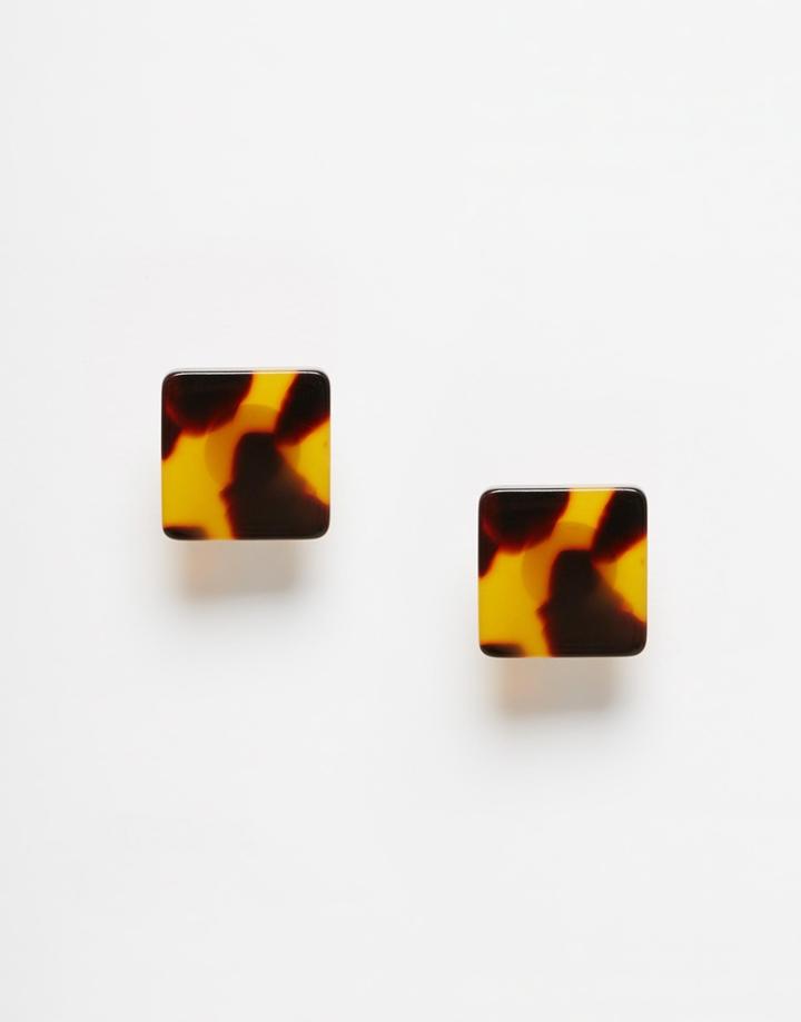 Asos Tortoise Square Earrings - Brown