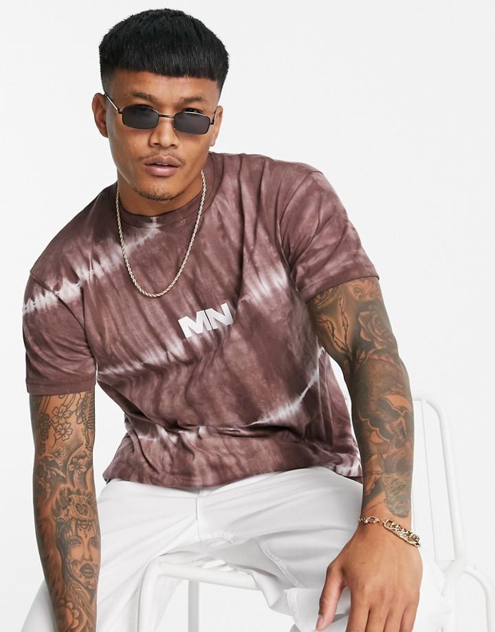 Mennace Oversized T-shirt In Brown Tie Dye