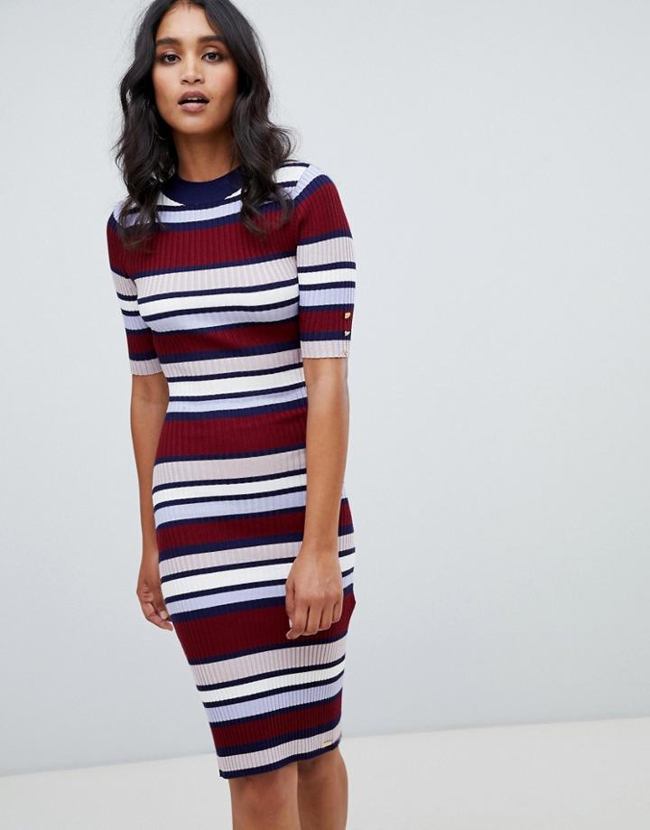Lipsy Ribbed Striped Dress - Multi