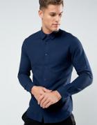 Selected Homme Slim Shirt In Texture - Navy