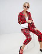 Stradivarius Red Plaid Pants - Red