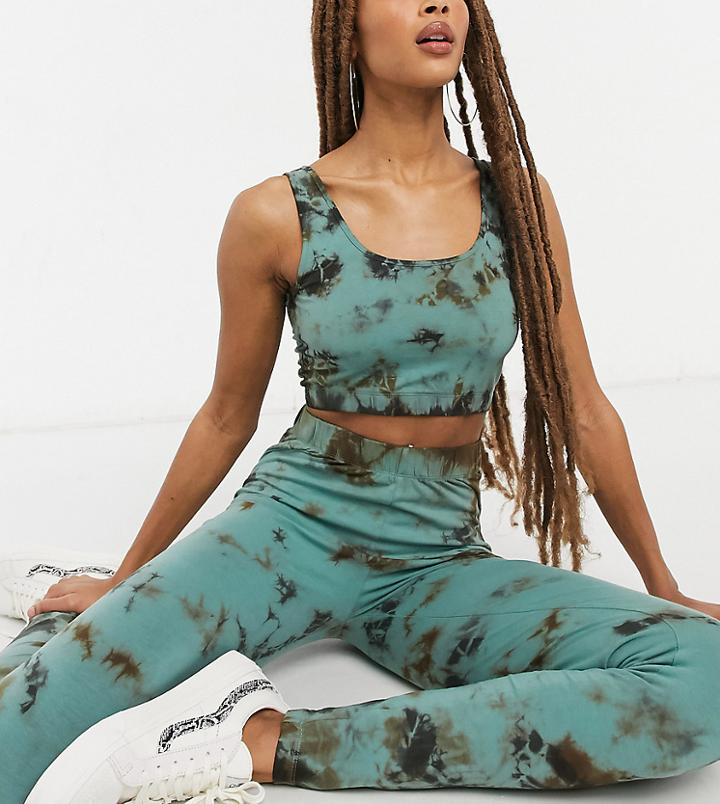 Noisy May Exclusive Leggings Set In Green And Black Tie Dye-multi