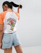 Asos T-shirt In Boxy Fit With Contrast Raglan And Island Print - Multi