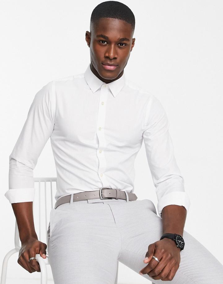 French Connection Skinny Fit Stretch Poplin Shirt-white