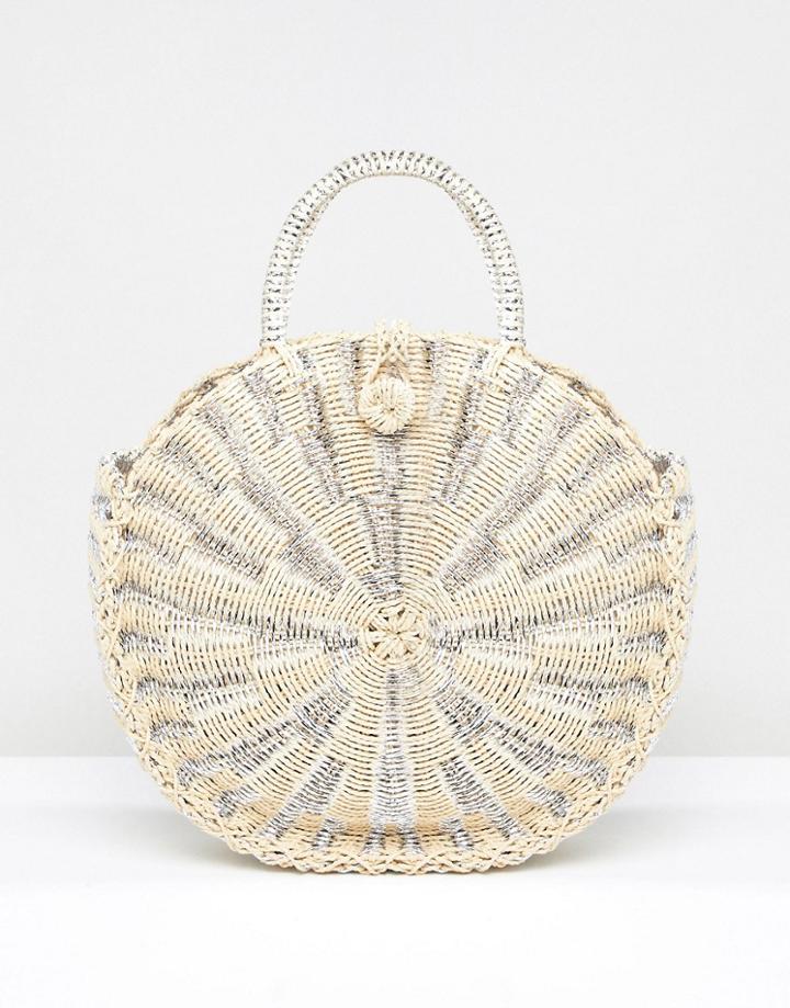 Vincent Pradier Structured Handle Straw Beach Bag - Multi