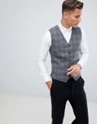 Jack & Jones Premium Slim Vest In Gray Check - Gray
