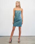 4th & Reckless Croc Pu Mini Dress In Teal-black