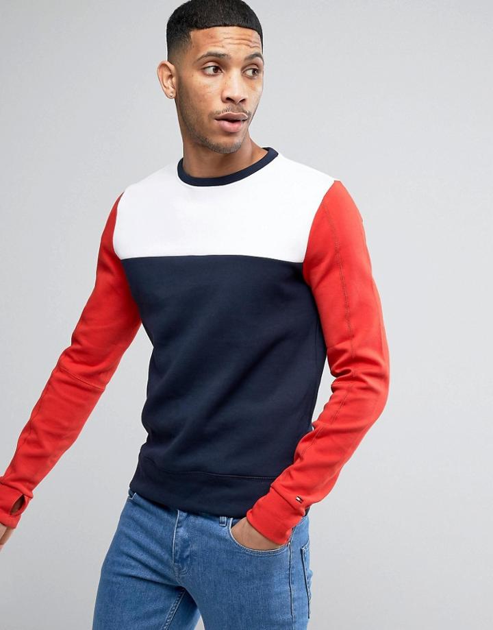 Tommy Hilfiger Crew Sweatshirt Icon Color Block In Navy - Navy