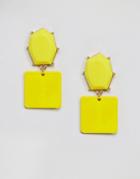 Asos Yellow Color Pop Geo Jewel Earrings - Yellow