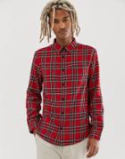 Bershka Shirt In Red With Plaid Print - Red