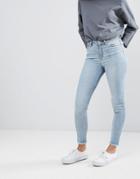Weekday Body High Waist Super Skinny Jeans With Raw Hem - Blue