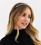 Reclaimed Vintage Inspired Pearl Detail Headband With Tie-black