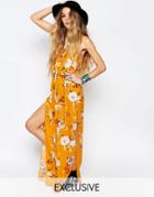 Reclaimed Vintage Maxi Cami Dress In Festival Floral Print - Yellow