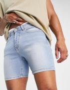 Dtt Skinny Fit Denim Shorts In Light Blue