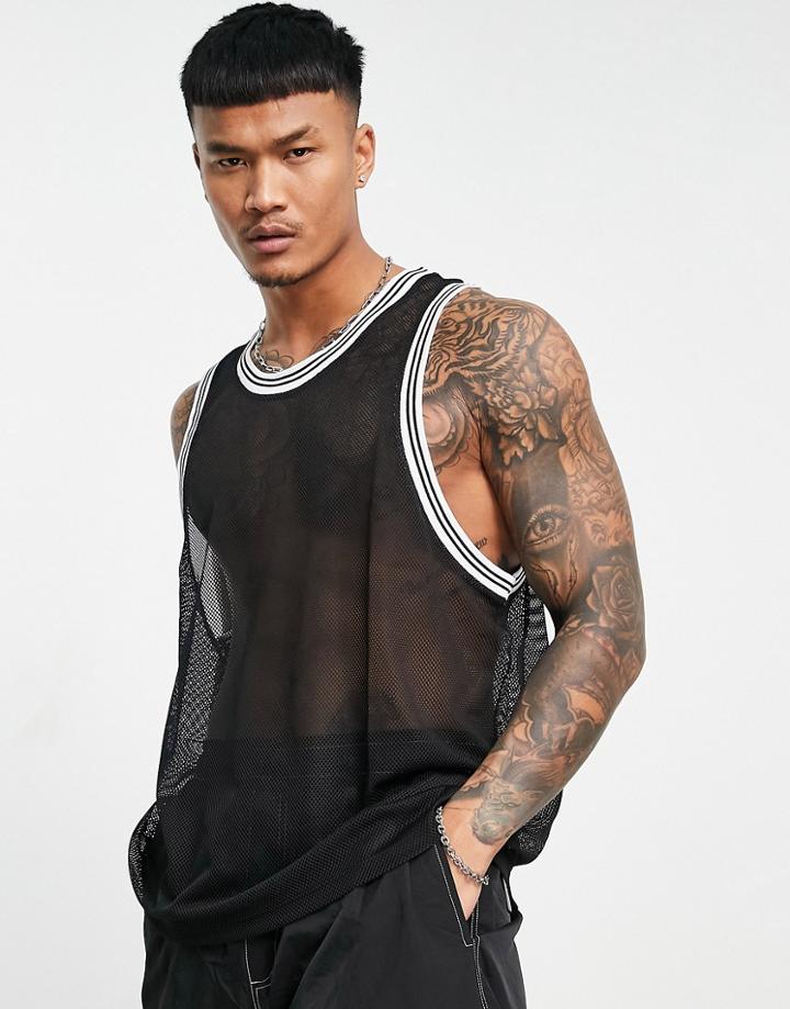 Asos Design Tank Top With Tipping In Black
