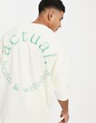 Asos Actual Oversized T-shirt In Cord With Health & Wellbeing Logo Back Embroidery In Cream-white