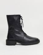 Asos Design Alton Leather Lace Up Boots In Black