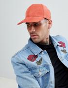 New Look Faux Suede Cap In Orange - Orange