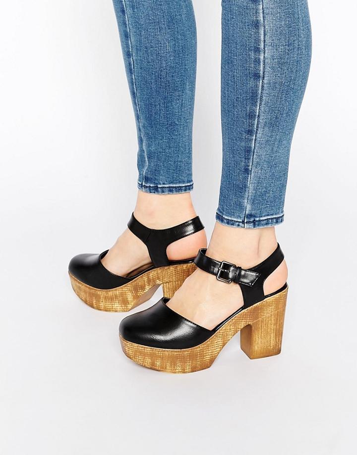 Truffle Collection Camari Platform Clog Heeled Shoes - Black