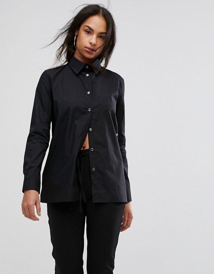 Back By Ann Sofia Back Drunk Asymmetric Wrap Shirt - Black