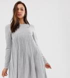 Asos Design Tall Pleated Smock Dress - Gray