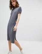 Selected Femme Oversized T-shirt Dress - Gray