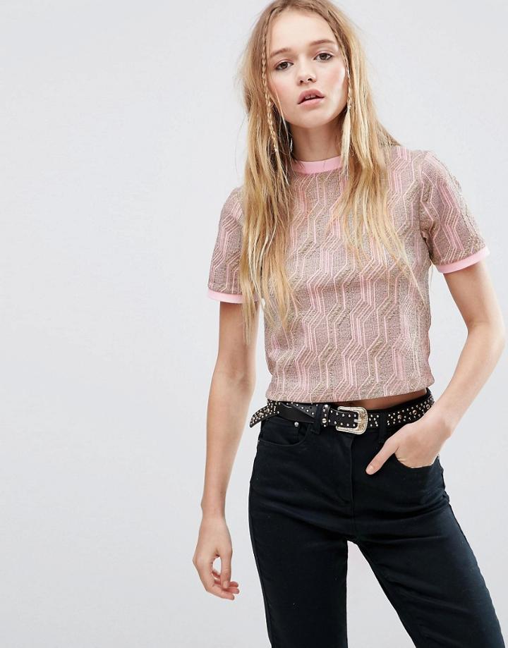 Asos Shell Top In Sparkly Jacquard Co-ord - Multi