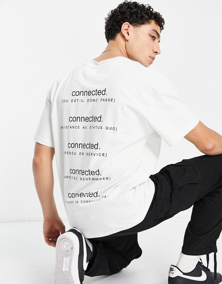 Night Addict Bilingual Connection Backprint Oversized T-shirt-blue